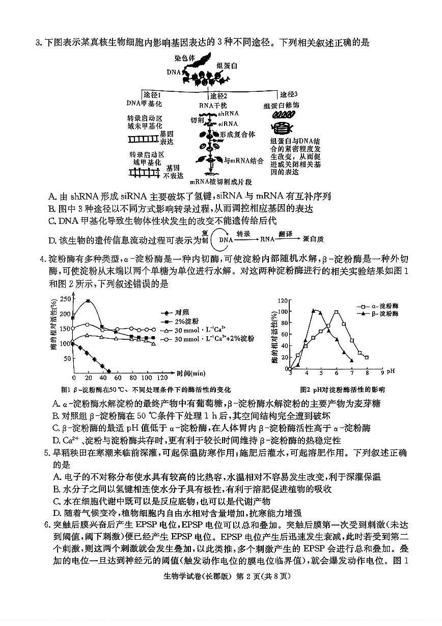 2024届湖南省长郡中学高三5月模拟(二)-生物试卷（含答案）第2页