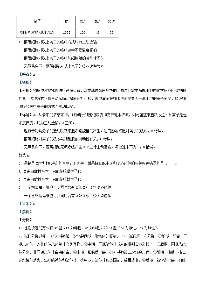 四川省2024届高三生物下学期测试一理综试题含解析第2页
