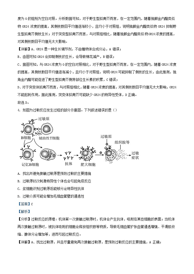 四川省成都市2024届高三生物下学期5月适应性考试一理科综合试卷含解析第3页