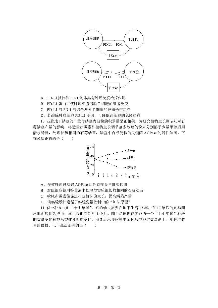 湖北省第十届联考高三2025届高考模拟第4次调研-生物试题+答案第3页
