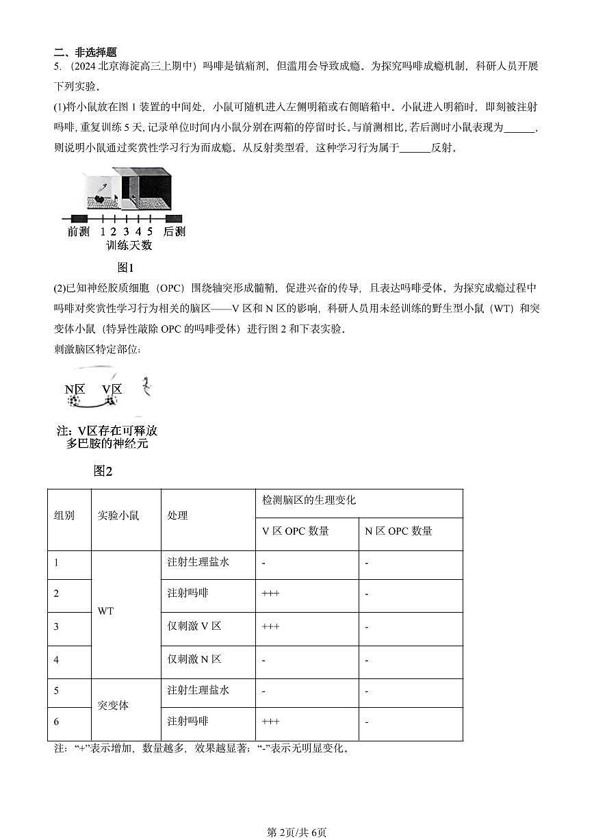 2024北京重点校高三（上）期中真题生物汇编：神经调节章节综合第2页