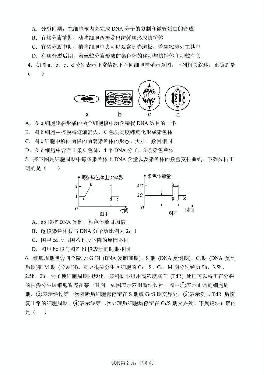 湖北省武汉市第六中学2024-2025学年高一下学期3月月考 生物试卷（含答案）第2页