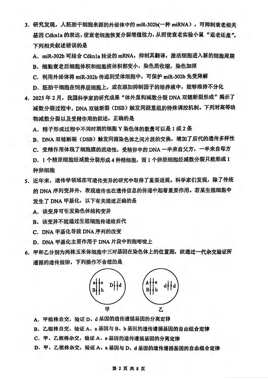 生物丨海南省海口市2025届高三下学期4月仿真考试生物试卷及答案第2页