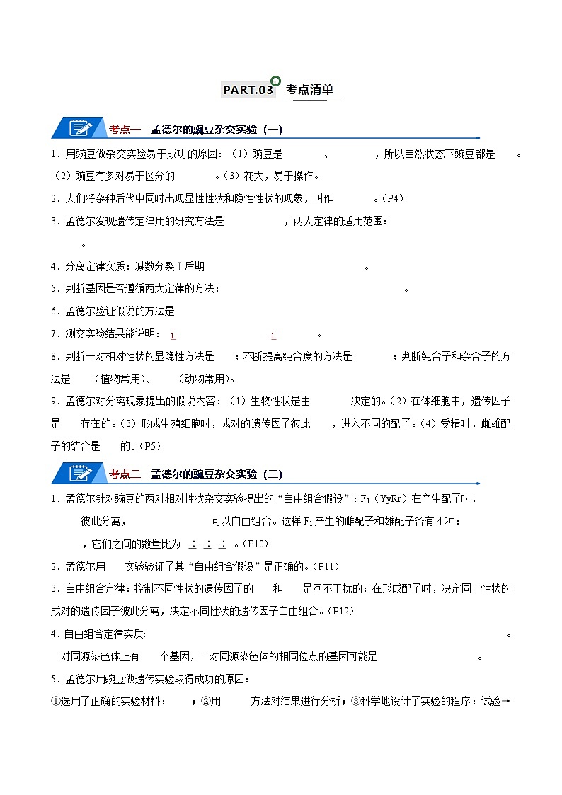 高考生物一轮复习—基因的分离定律和自由组合定律（原卷版）第2页