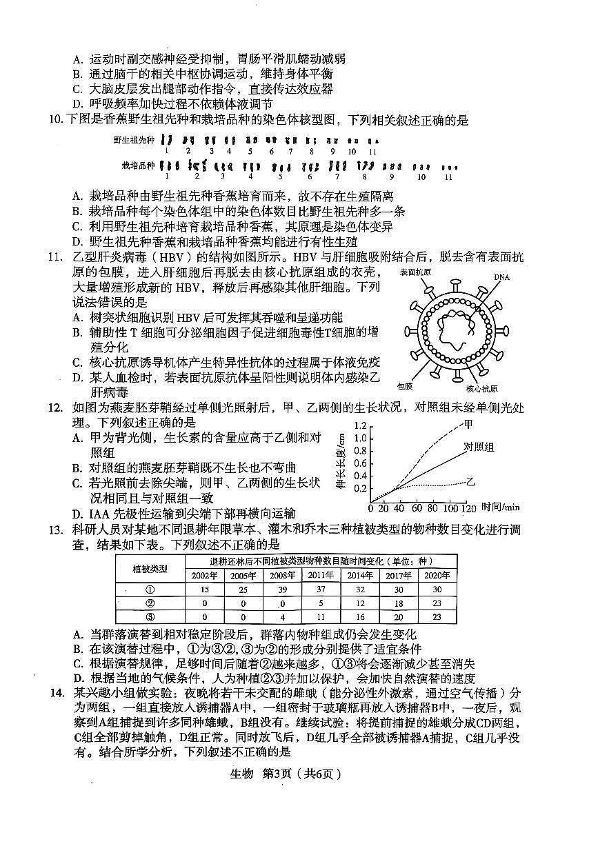 陕西省宝鸡市2025届高三高考模拟检测试题（三）-生物试题+答案第3页