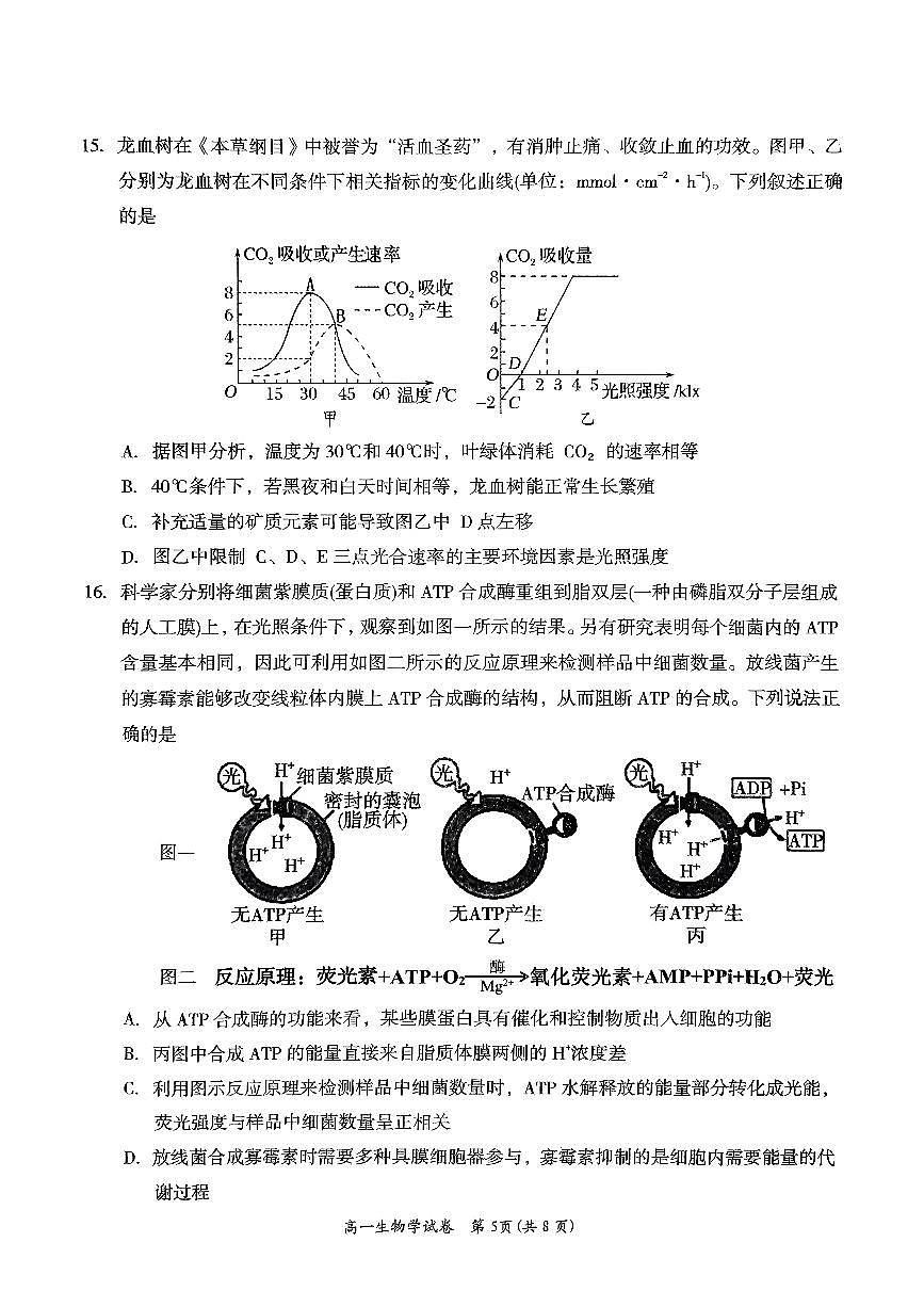 湖南省岳阳市2023-2024学年高一上学期1月期末 生物试卷（含答案）第3页