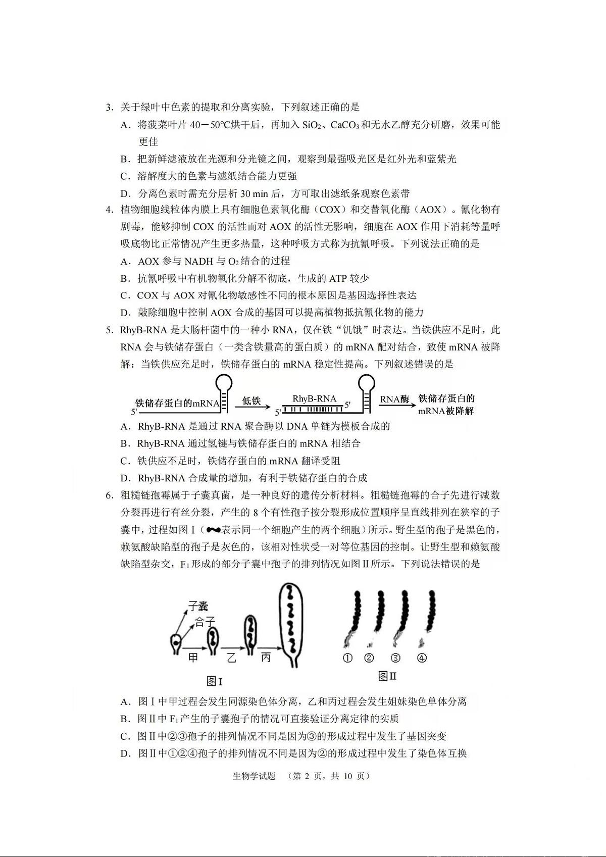 湖南省长沙市长郡中学2023-2024学年高三上学期期末适应性考 生物试卷（含答案）第2页