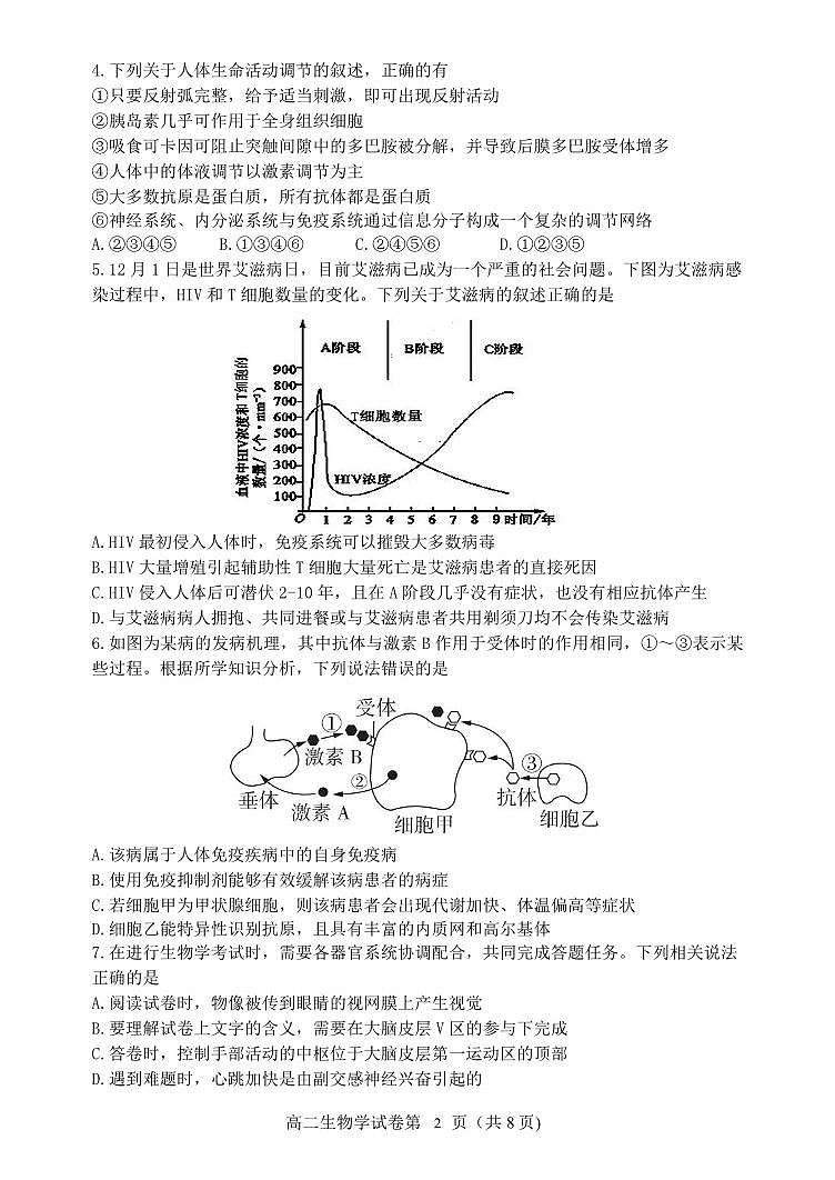 辽宁省丹东市2023-2024学年高二上学期期末质量检测 生物试卷（含答案）第2页