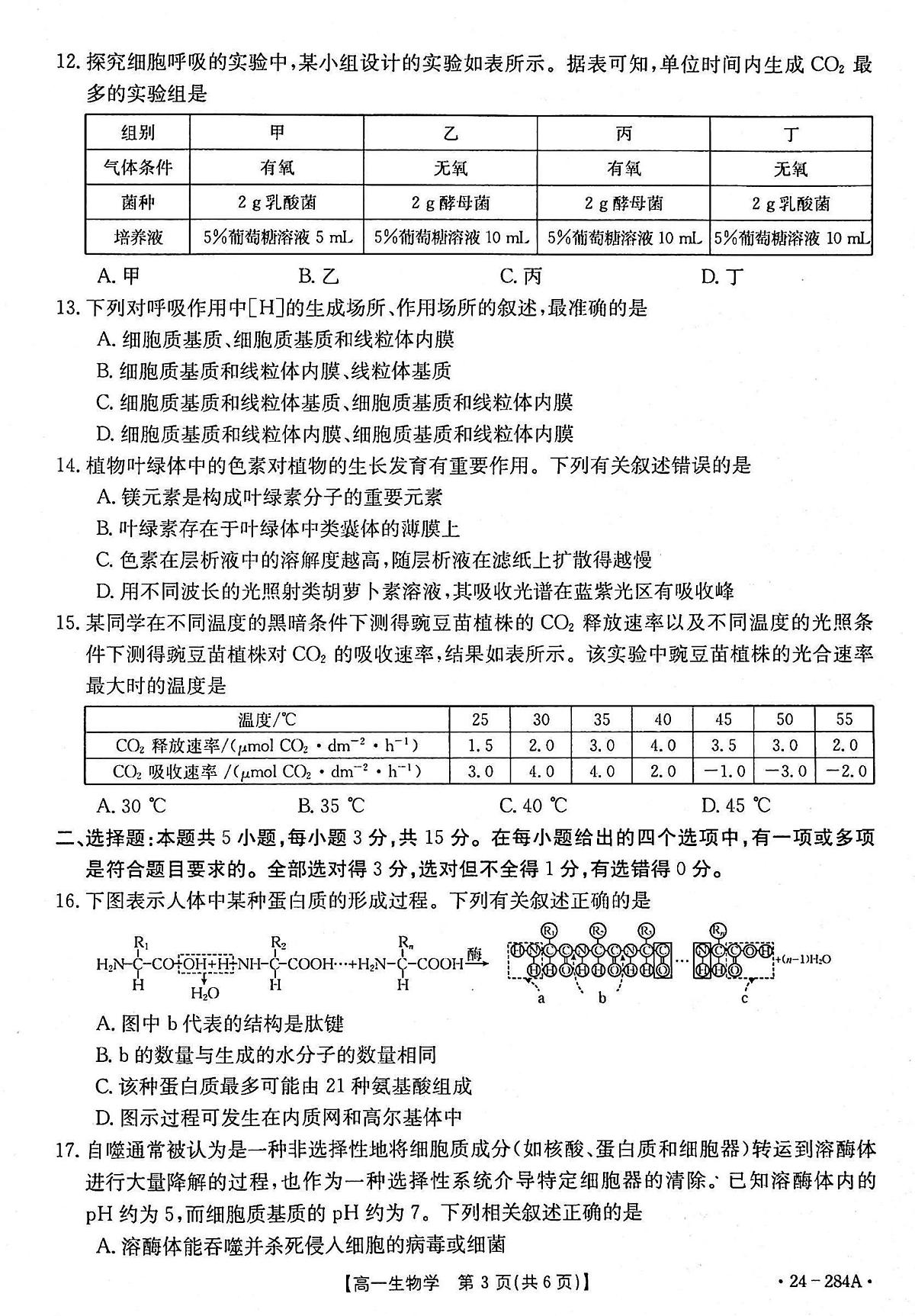 内蒙古赤峰市2023-2024学年高一上学期期末 生物试卷（含答案）第2页