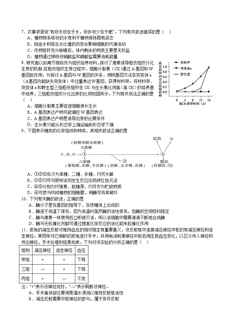 重庆市缙云教育联盟2024届高三一模 生物试卷（含答案）第2页