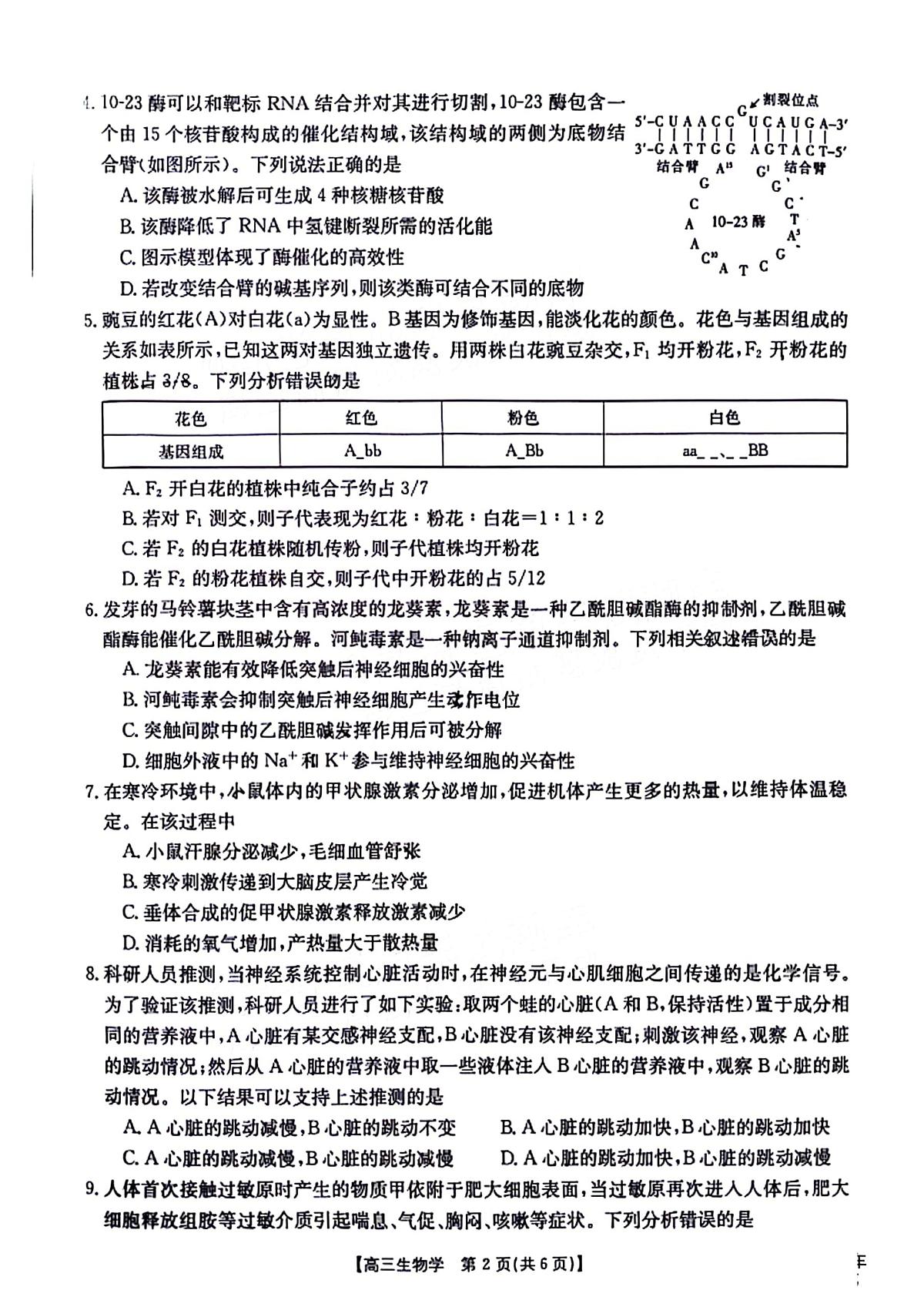 福建省十一校2024届高三1月期末联考 生物试卷（含答案）第2页
