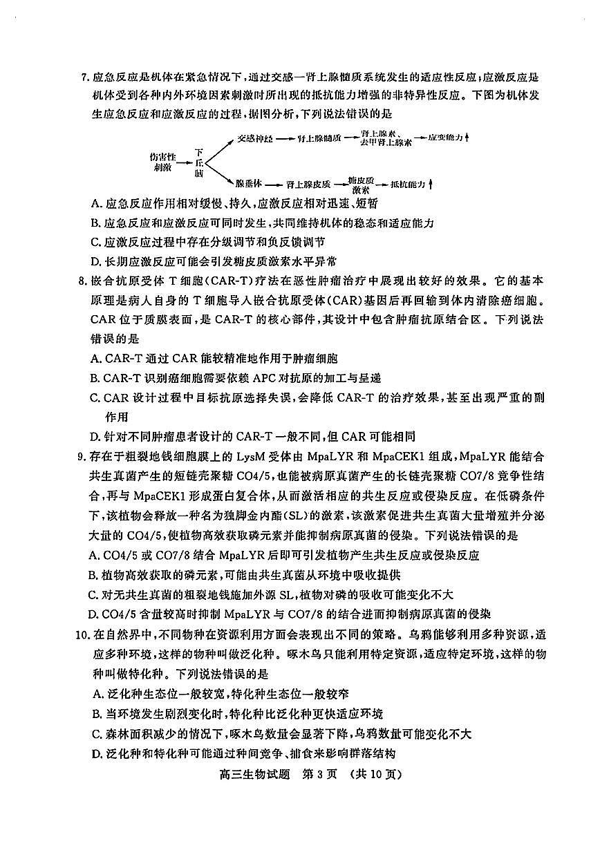 山东名校考试联盟2025届高三高考模拟模拟检测-生物试题+答案第3页