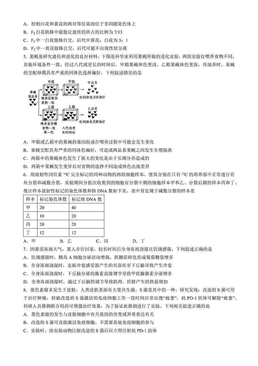 2024届江西稳派高三二轮复习验收考试-生物试卷（含答案）第2页
