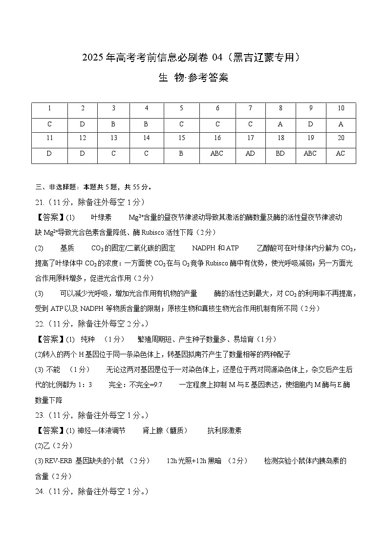 信息必刷卷04（黑吉辽蒙专用）（参考答案）第1页