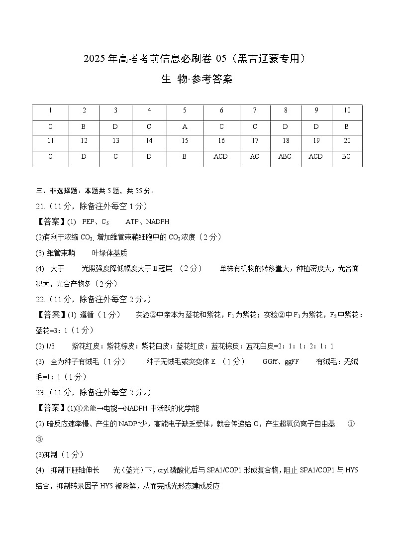 信息必刷卷05（黑吉辽蒙专用）（参考答案）第1页