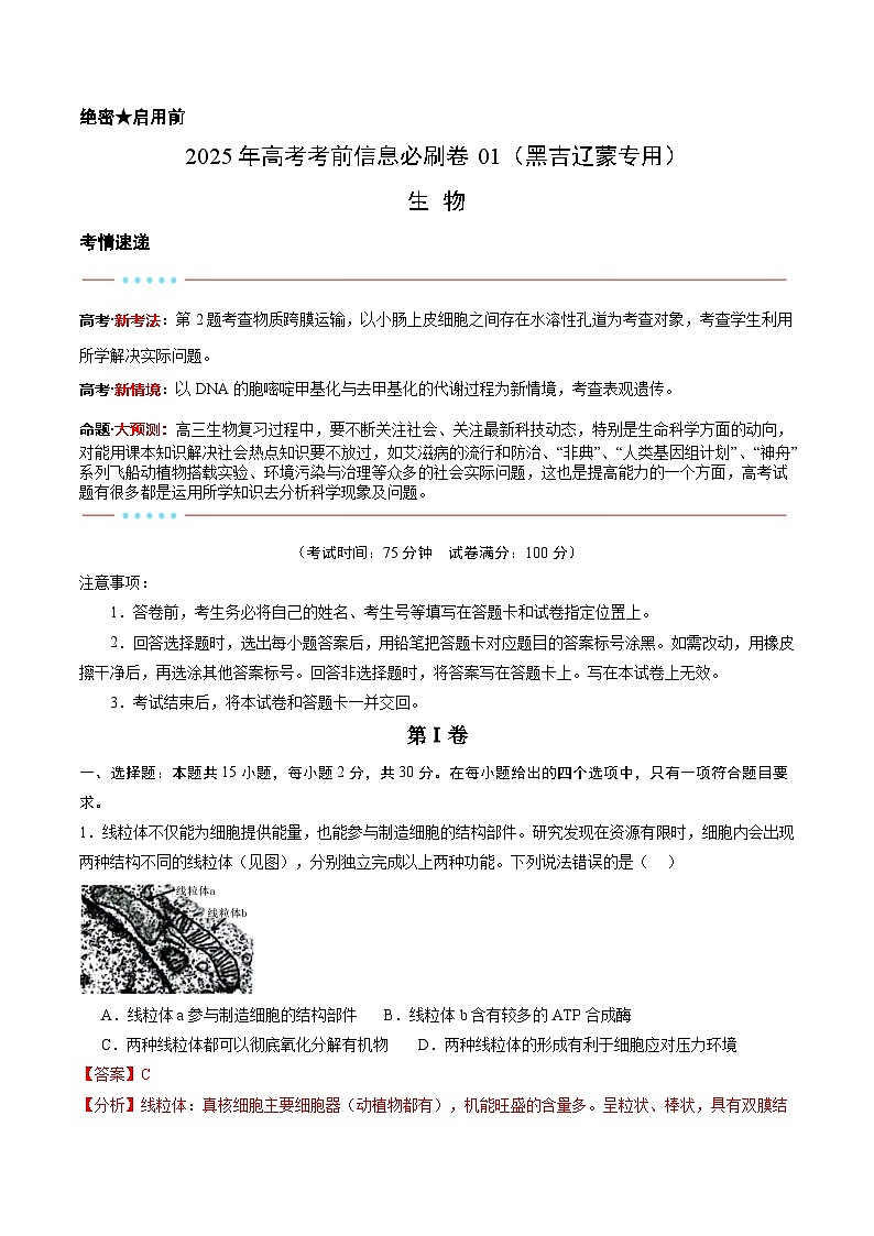 信息必刷卷04（黑吉辽蒙专用）（解析版）第1页