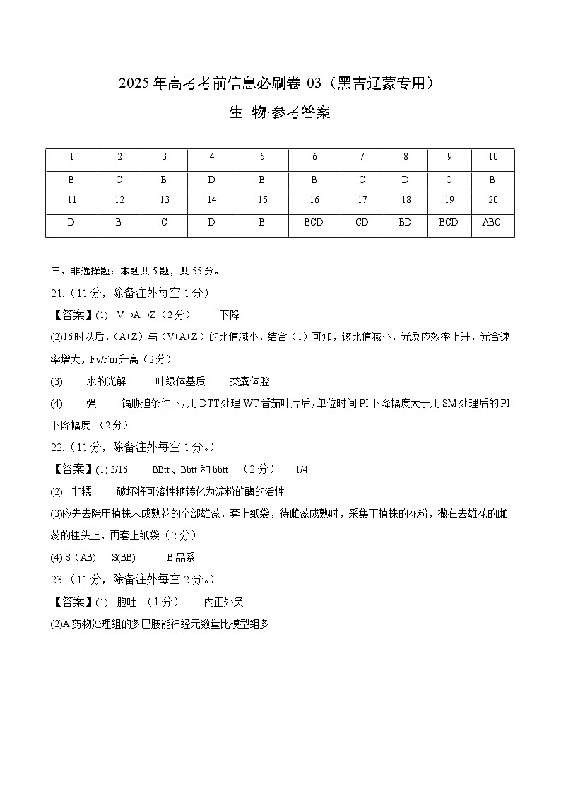 信息必刷卷03（黑吉辽蒙专用）（参考答案）第1页