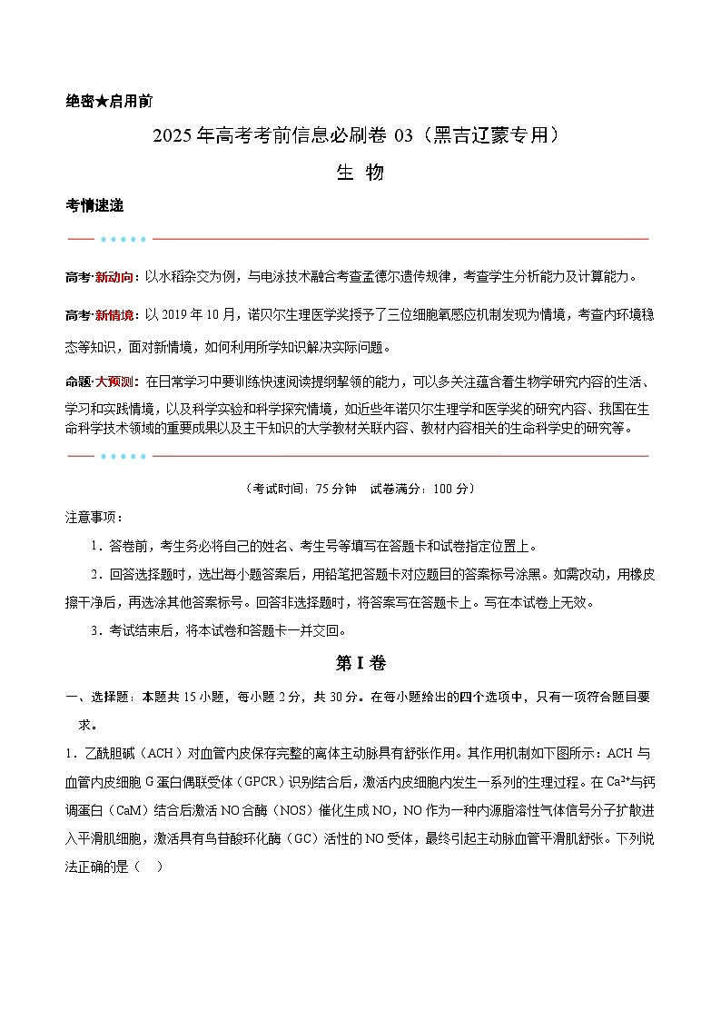 信息必刷卷03（黑吉辽蒙专用）（原卷版）第1页