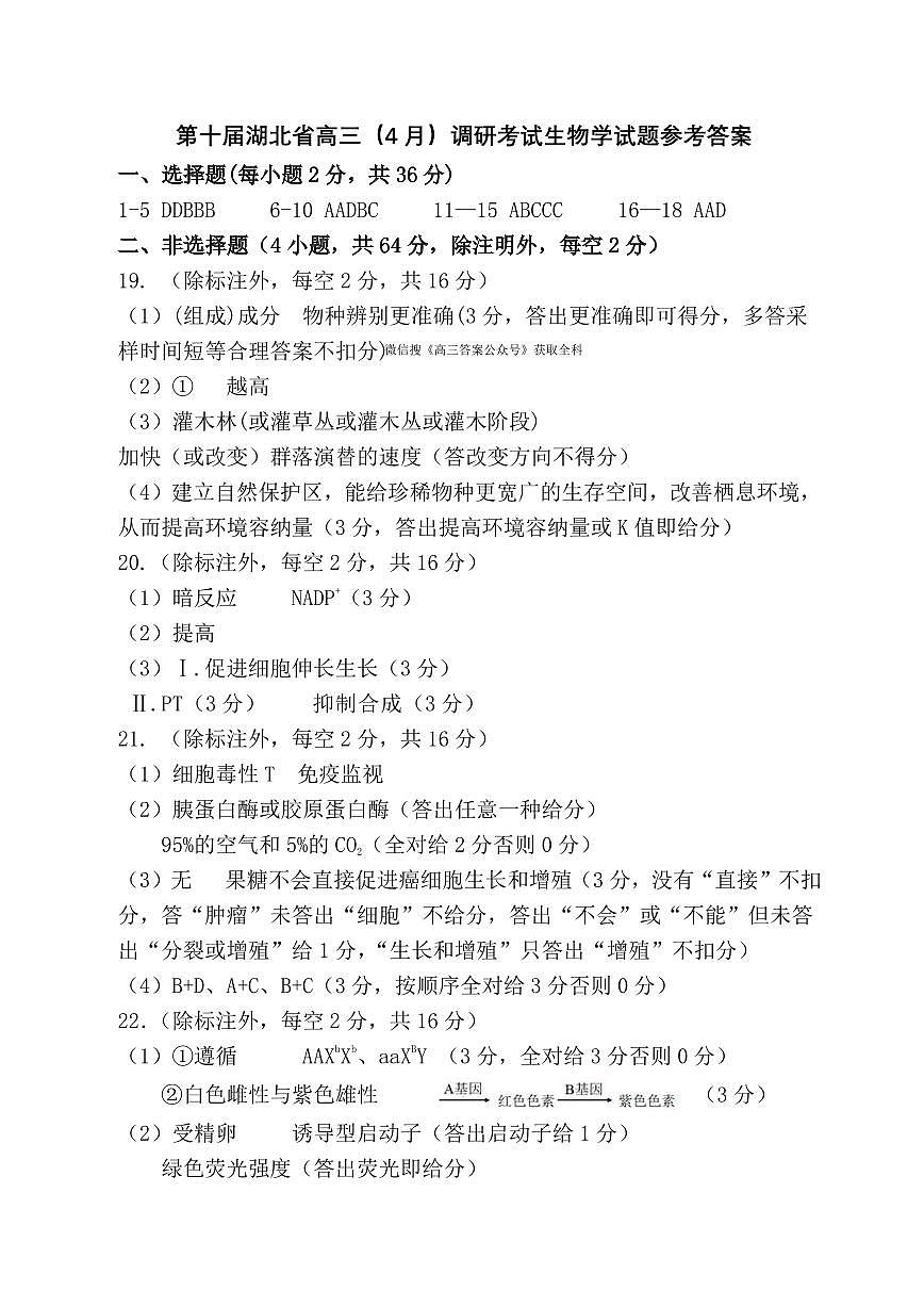 生物 答案第1页