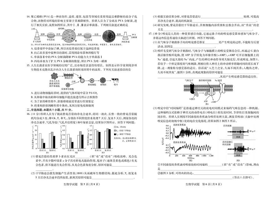 生物丨天一大联考&皖豫名校联盟2025届高三下学期4月检测生物试卷及答案第3页