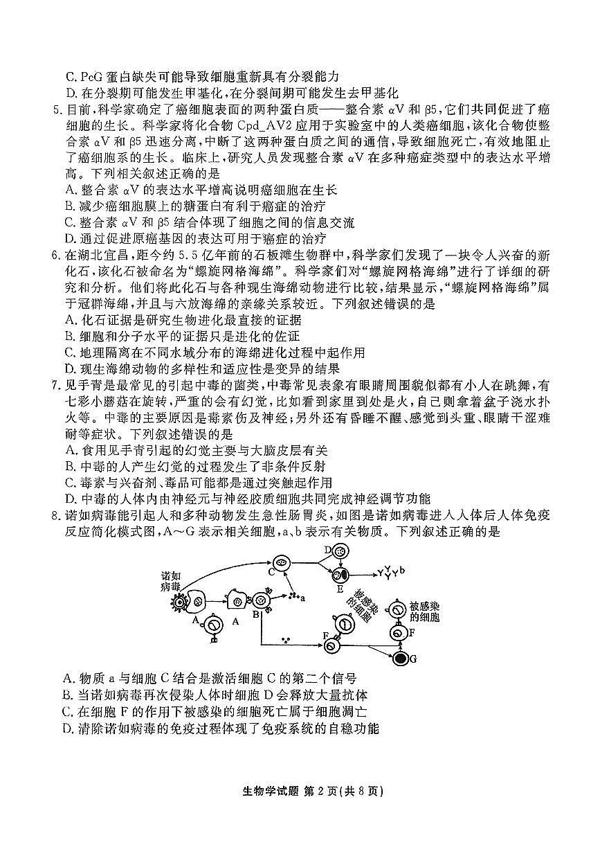 河北省张家口市2025届高三年级全市第二次模拟考试(张家口二模)生物试题第2页