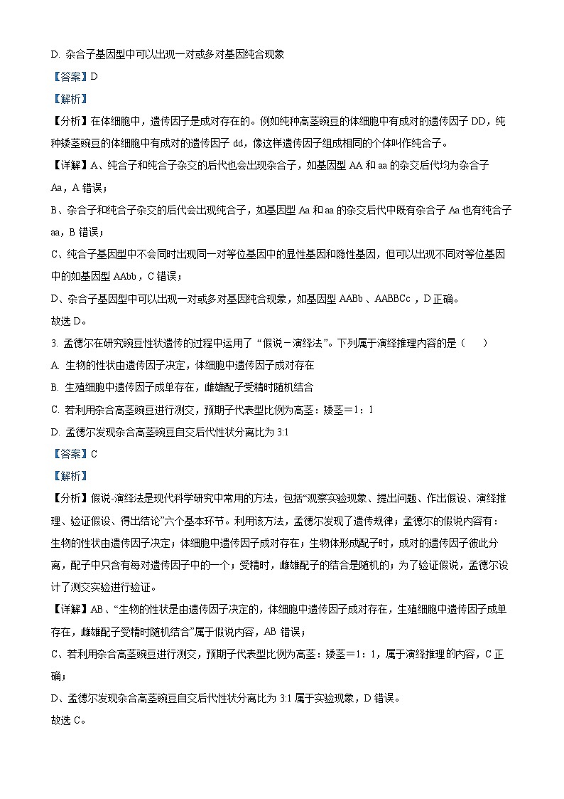 河北省邯郸市2024-2025学年高一下学期3月月考生物试题  Word版含解析第2页