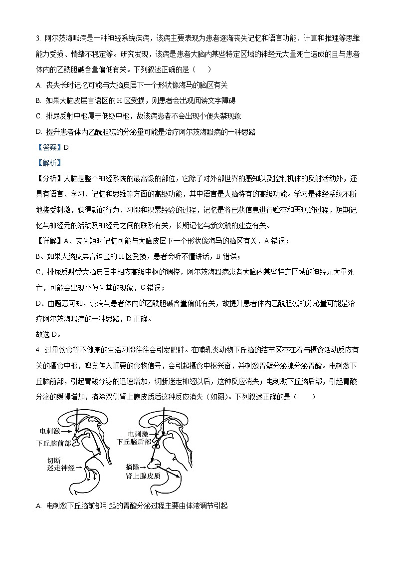 陕西省榆林市八校联考2024-2025学年高二上学期1月期末生物试题  Word版含解析第3页