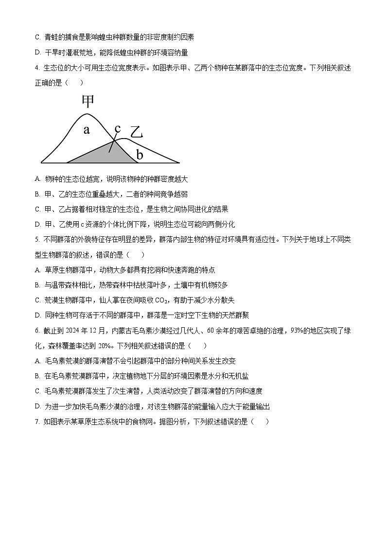安徽省A10联盟2024-2025学年高二下学期3月阶段考生物学试题（原卷版+解析版）第2页