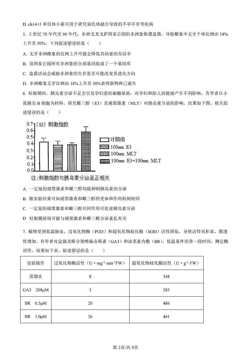 广东省东莞市2023-2024学年高三上学期期末生物试卷（含答案）第2页