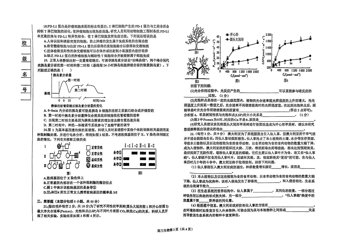 辽宁省鞍山市普通高中2023-2024学年高三上学期期末联考生物试卷（含答案）第3页