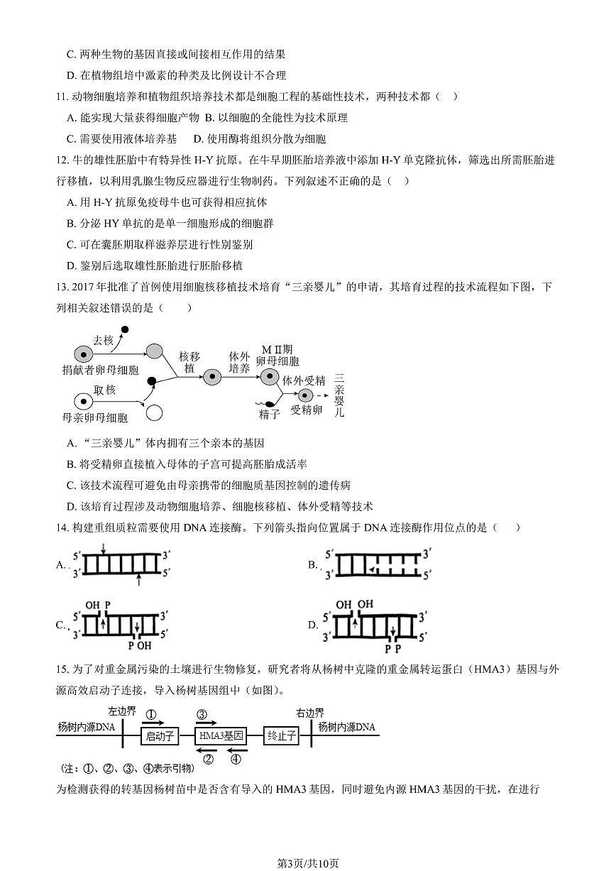 2025北京顺义一中高二（下）期中真题生物（教师版）试卷第3页