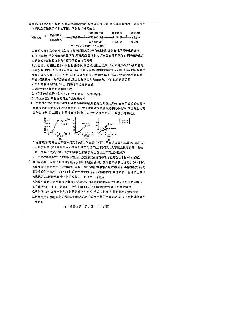 2023届山东省济南市（滨州、威海）高三下学期模拟考试（一模）生物试题 附答案第3页