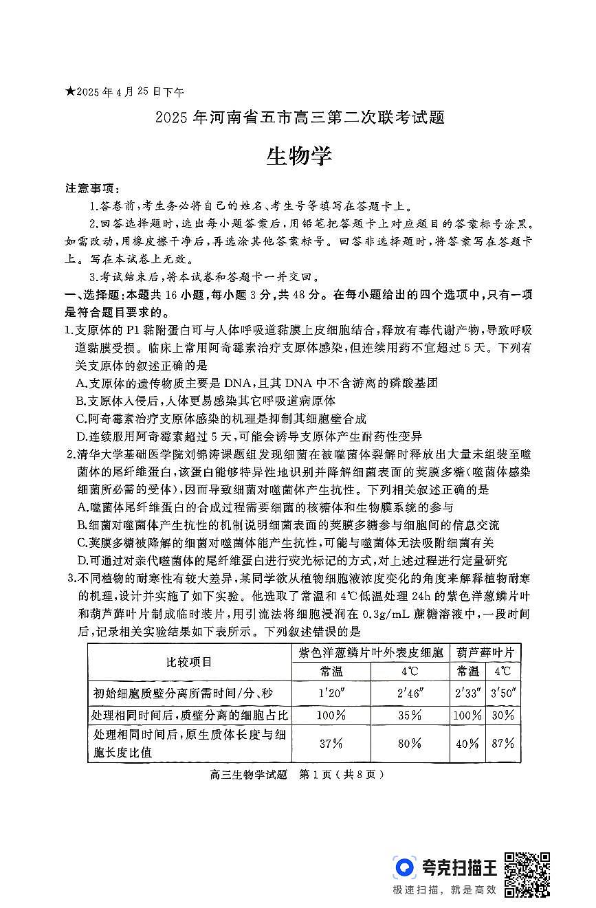 生物试卷第1页
