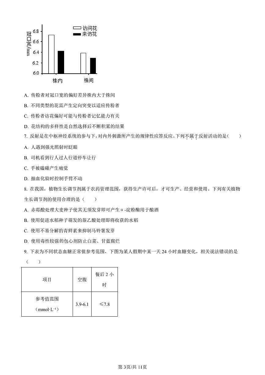 北京市房山区2024届高三上学期期末考试生物试卷（含答案）第3页