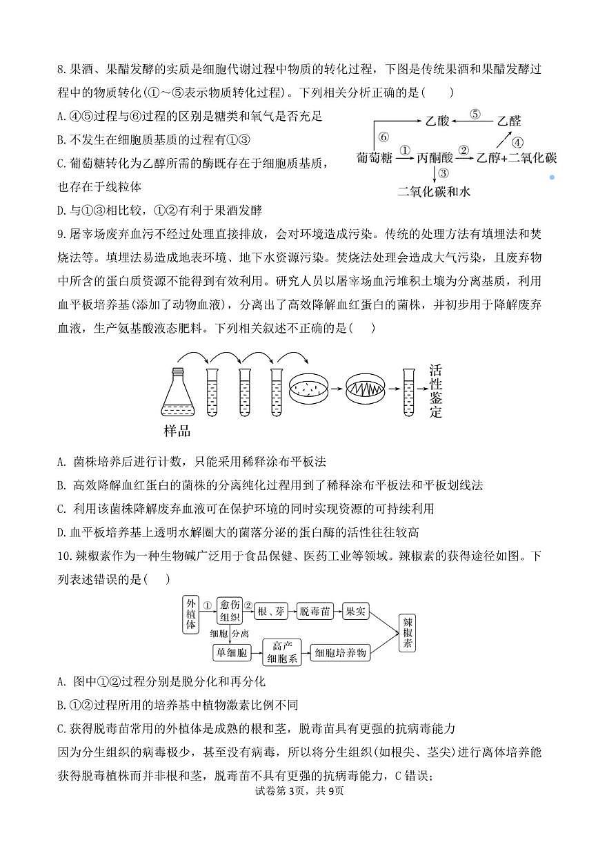 广东省清远市四校联盟2024-2025学年高二下学期期中联考生物试卷（PDF版附答案）第3页