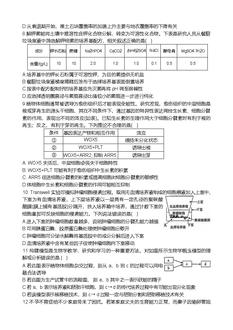 江苏省泰州中学2024-2025学年高二下学期4月期中考试生物试卷（Word版附答案）第3页