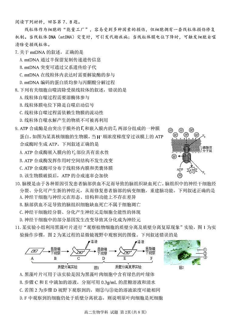 高二生物试题第2页