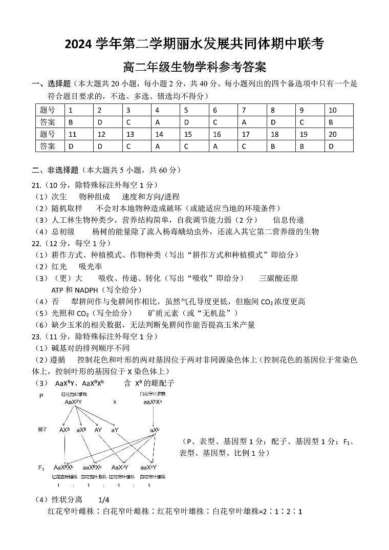 高二生物答案第1页