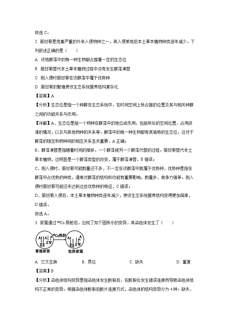 浙江省天域全国名校协作体2024-2025学年高三下学期3月月考生物试卷（解析版）第2页