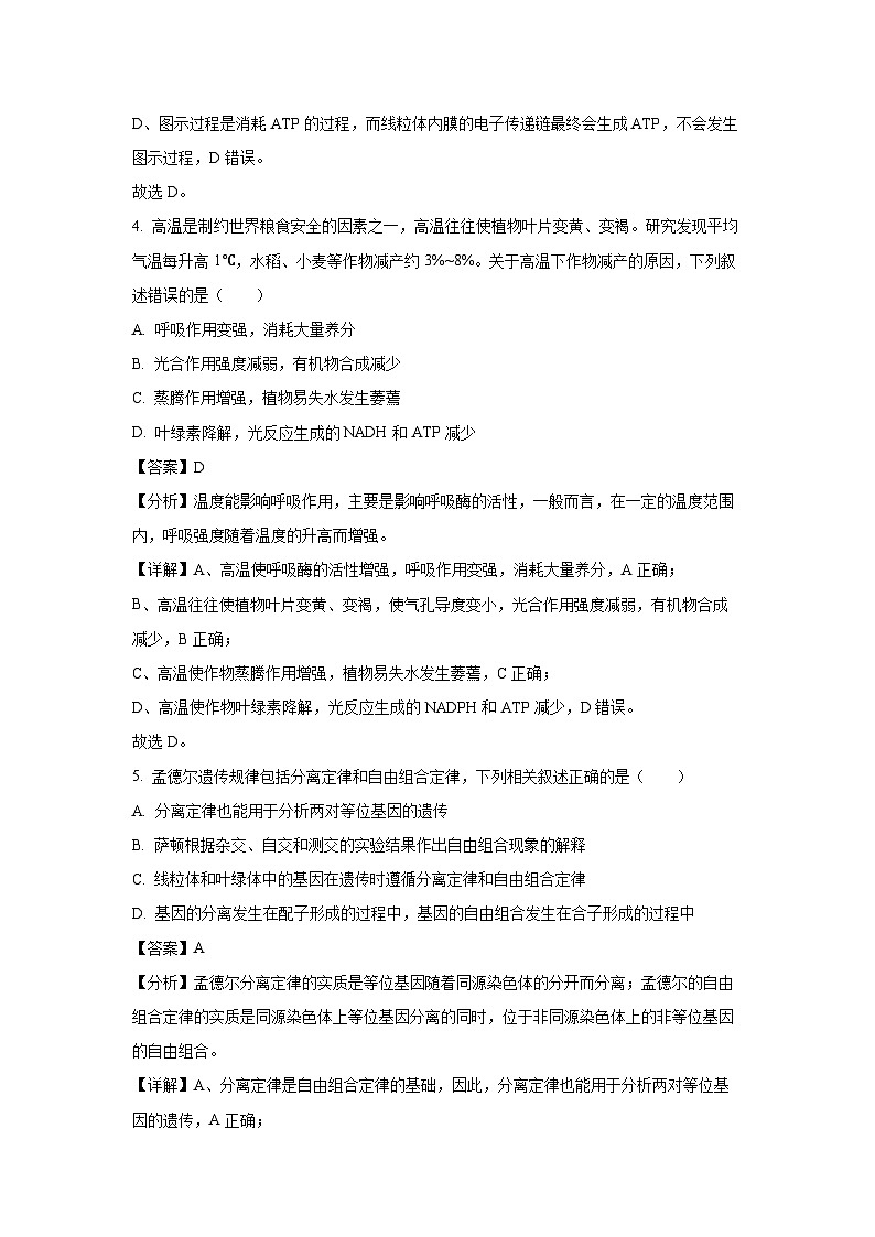 江西省南昌市2023-2024学年高一下学期7月期末生物试卷（解析版）第3页