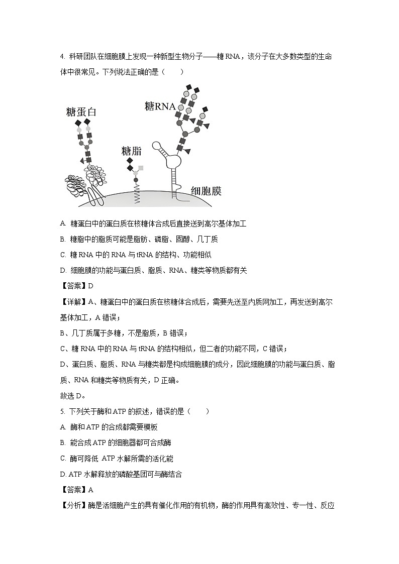江苏省南通市2023-2024学年高一下学期期末考试生物试卷（解析版）第3页