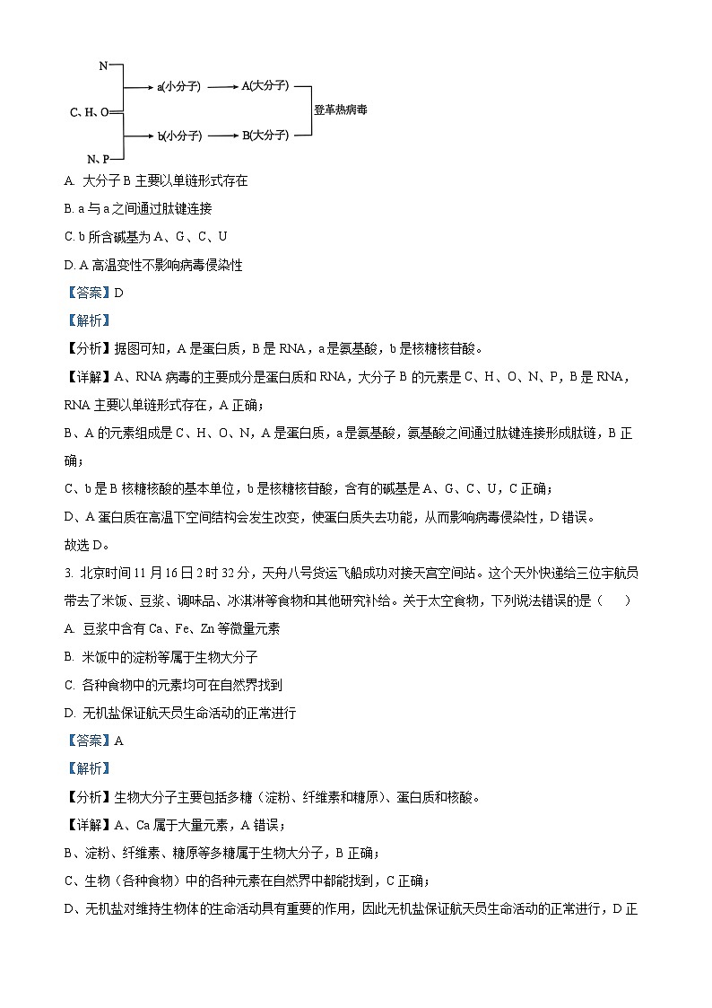 广东省清远市2024-2025学年高一上学期期末考试生物试题 含解析第2页