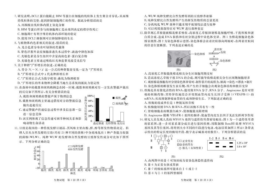 2024届广东省湛江市普通高考第一次模拟考试 生物试卷（含答案）第2页