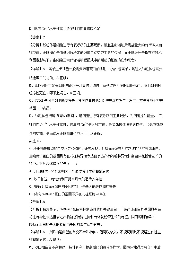 辽宁省抚顺市六校协作体2024-2025学年高三下学期期初开学考检测生物试卷（解析版）第3页