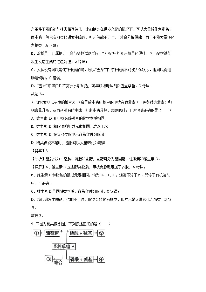 山西省太原市某校2024-2025学年高一下学期开学考试生物试卷（解析版）第2页