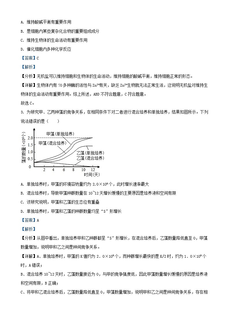 浙江省2023_2024学年高三生物第三次联考试题含解析第2页