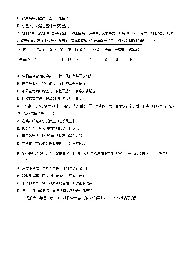 2025届北京市西城区高三统一检测生物试题  Word版无答案第3页