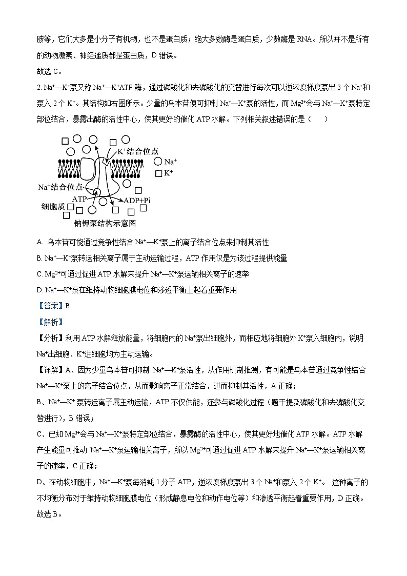 2025届江西省九江市高三二模考试生物试题 含解析第2页