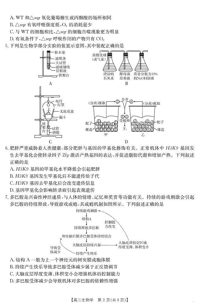 江西省金太阳2025届高三下学期4月联考（25-450C）-生物试题+答案第2页