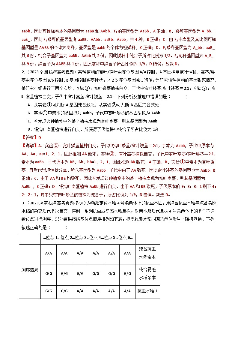 十年高考真题（2014-2023）分项汇编 生物 专题12 基因的自由组合定律 含解析第2页